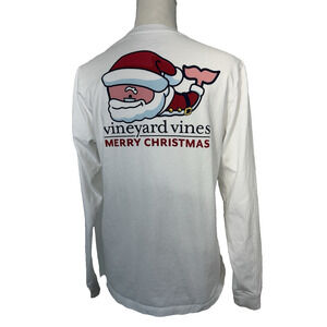 Vineyard Vines Merry Christmas Santa Whale‎ Long Sleeve T-shirt Kids Size XL